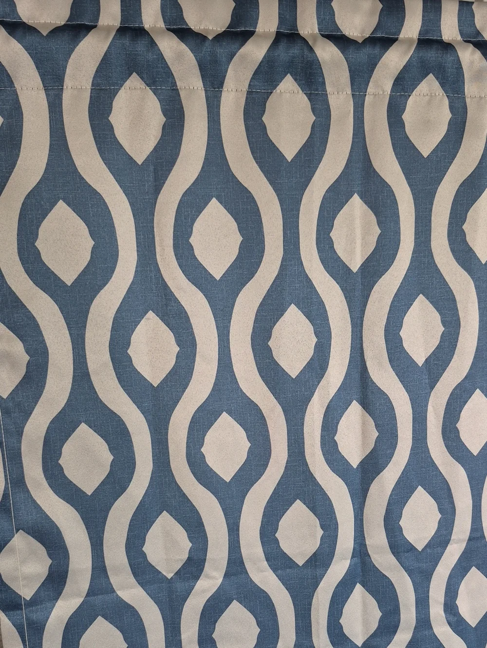Mainstays Blue and White Wave-Geo Curtain Panel 30x84